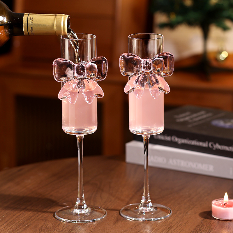 Bow Champagne Flutes Glass Wed - Home Decor Y2K 评论和价格