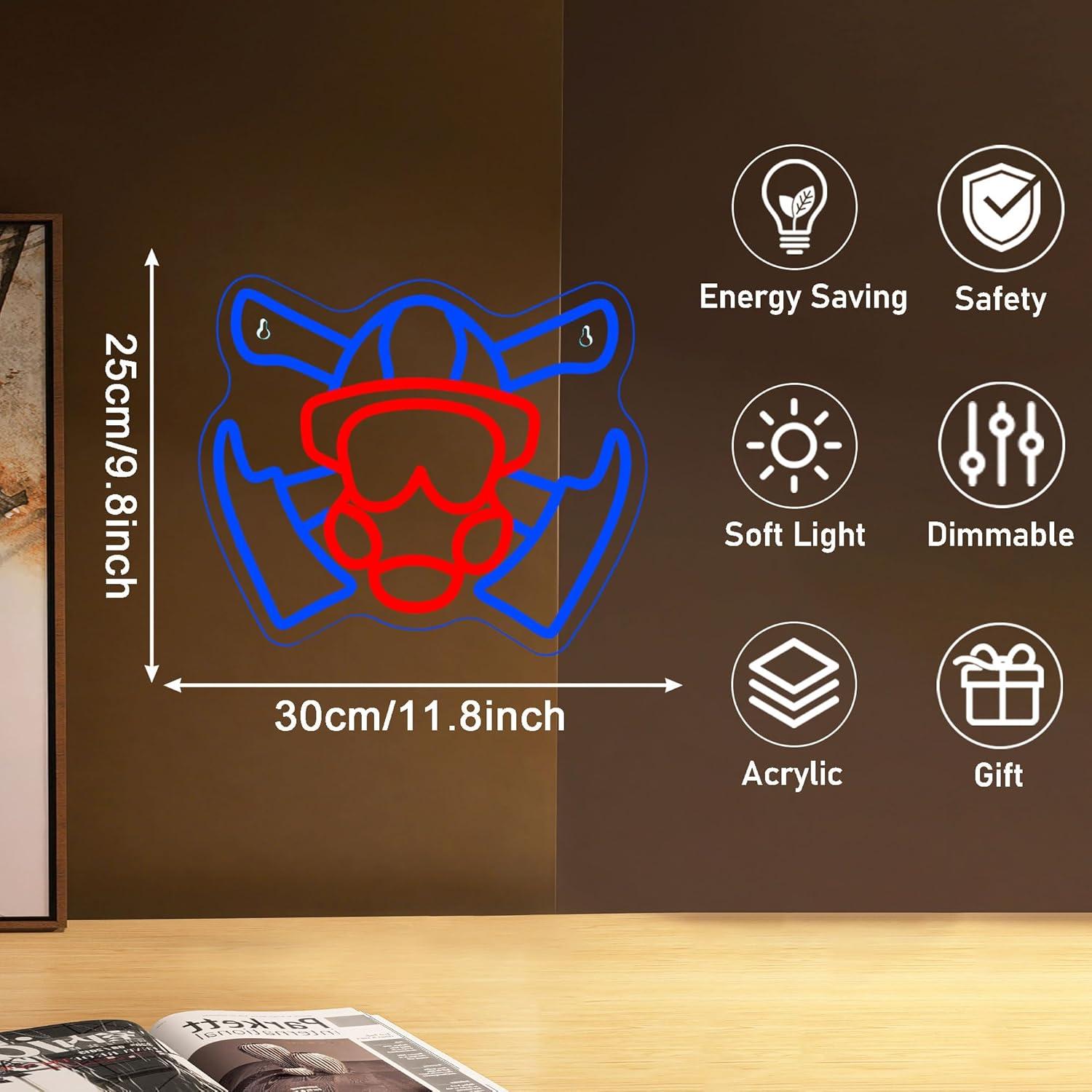 Firefighter Gas Mask Neon Sign - Home Decor Theme 评论和价格