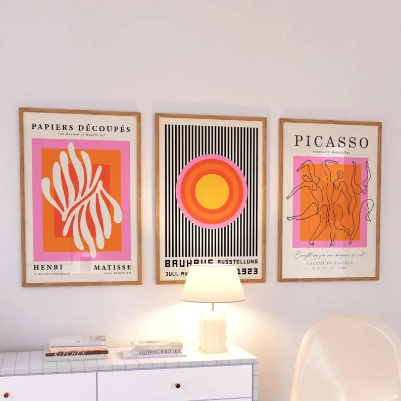 3pcsModern Orange  Bauhaus And - Home Decor Theme 评论和价格