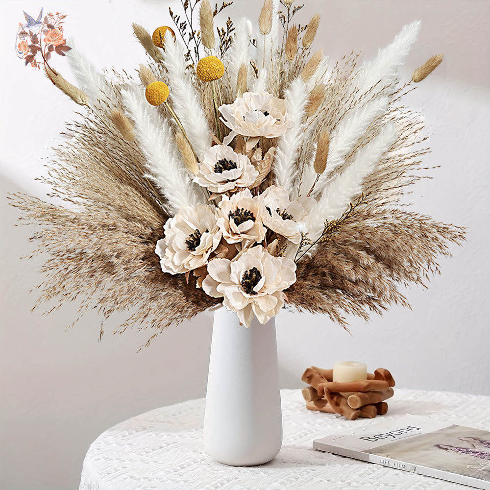 55Pcs Artificial Flower Bouque - Pampas Grass Decor 评论和价格