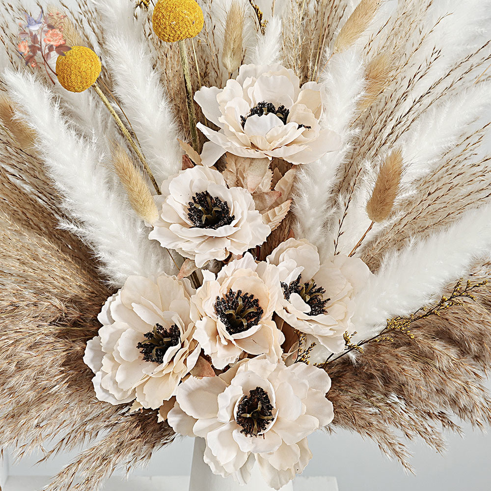 55Pcs Artificial Flower Bouque - Pampas Grass Decor 评论和价格