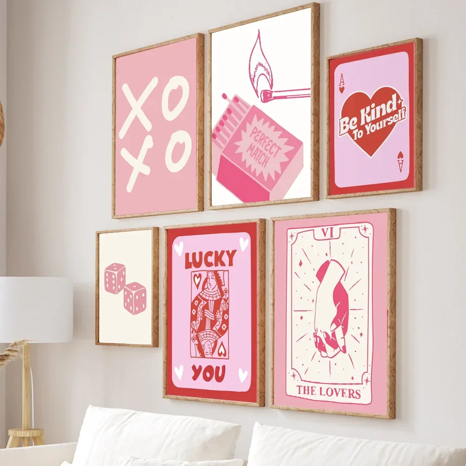 Pink Lucky Poker Queen Heart D - Home Decor Y2K 评论和价格