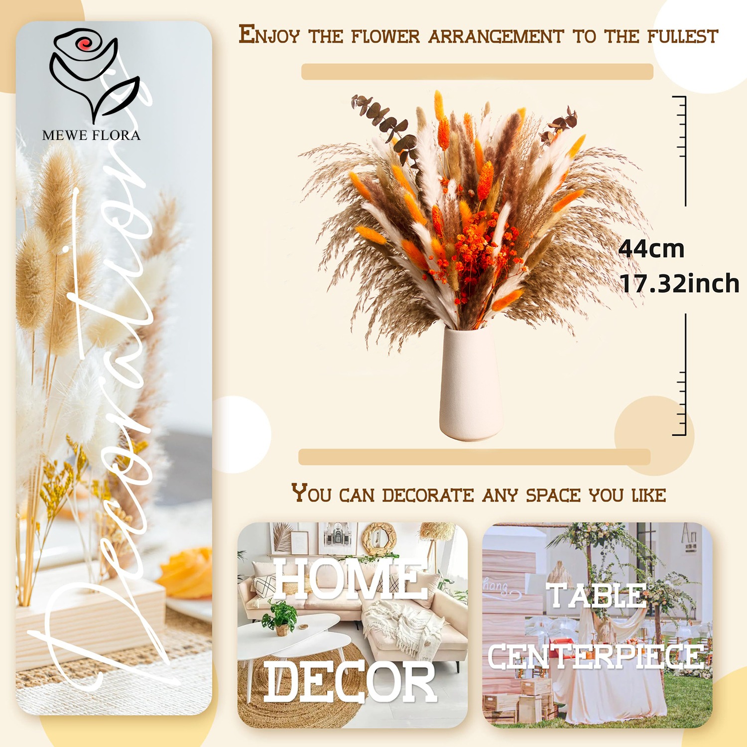 Dried Natural Flowers Pampas B - Pampas Grass Decor 评论和价格
