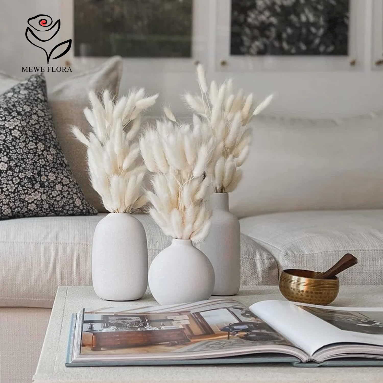 150PCS White Natural Fluffy Ra - Pampas Grass Decor 评论和价格